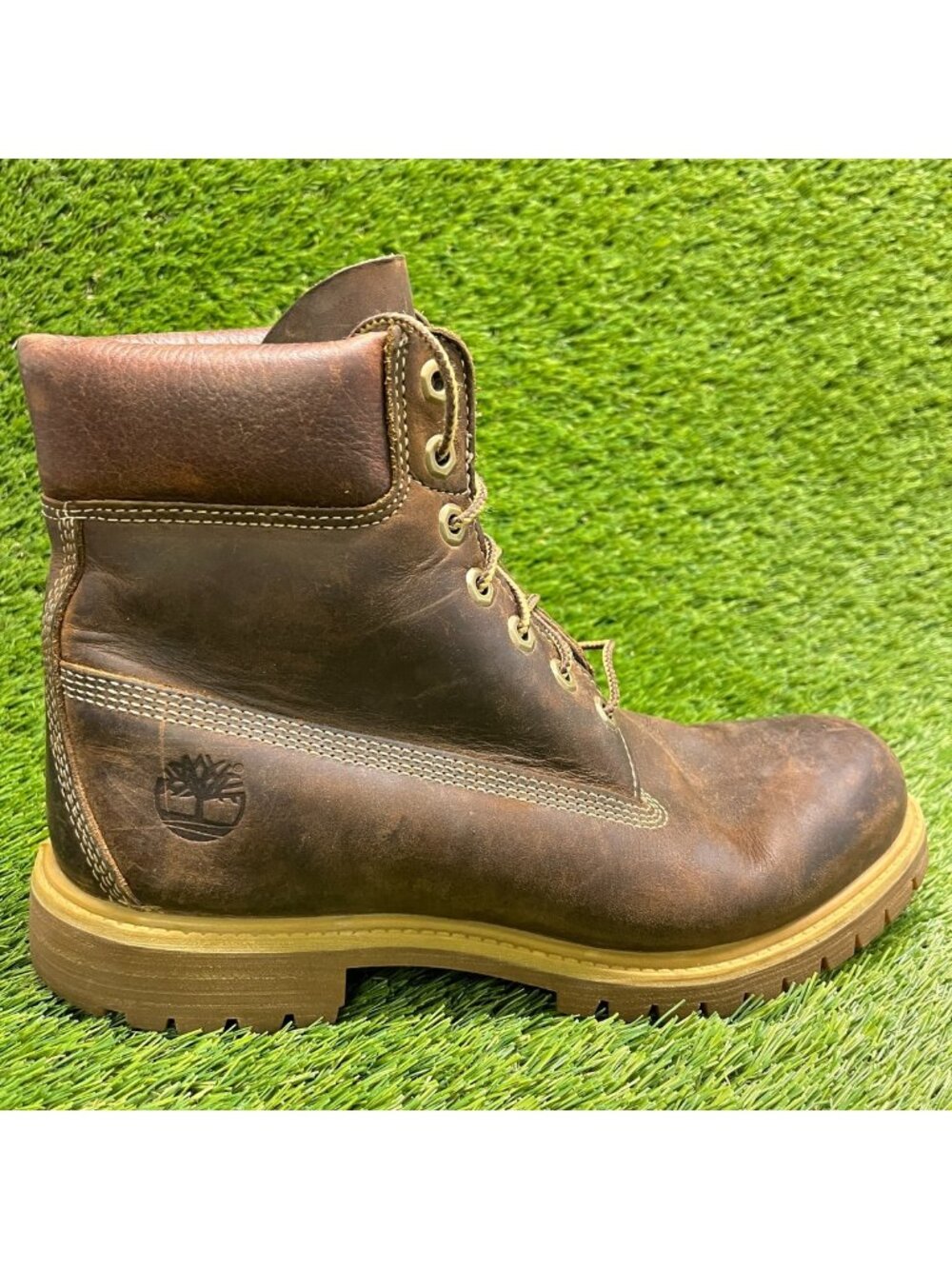 Timberland Premium 6-Inch Mens Size 9.5 Brown Outdoor Leather Waterproof Boots